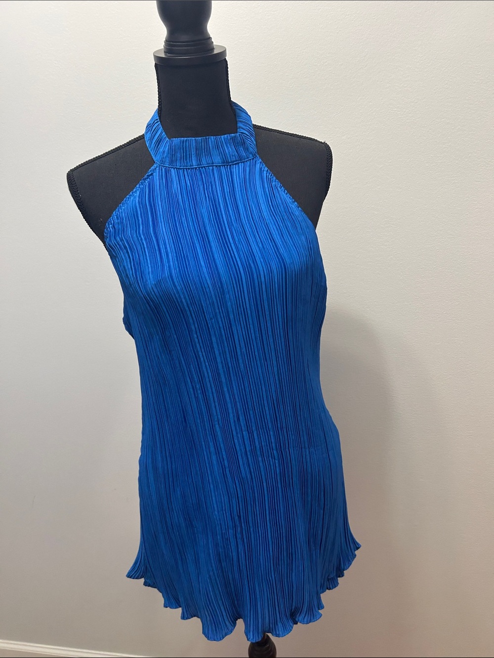 Anthropologie Electric Blue Pleated Halter Camisole